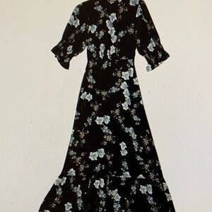Baltic Born Black and White Floral Long Sleeve Dress